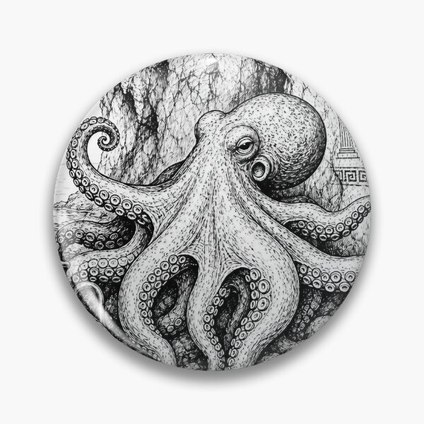 Item preview, Ancient Greek Octopus Cave – Mythical Ocean Line Art designed and sold by Jandedan.
