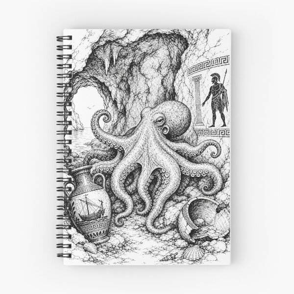 Item preview, Ancient Greek Octopus Cave – Mythical Ocean Line Art designed and sold by Jandedan.