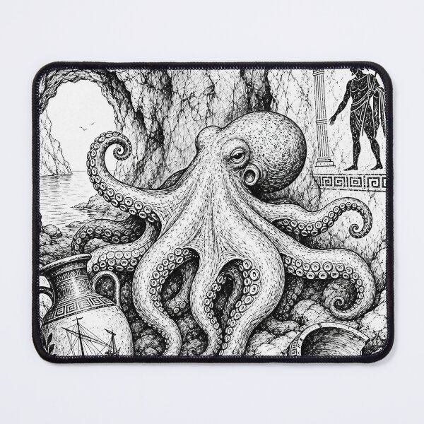 Item preview, Ancient Greek Octopus Cave – Mythical Ocean Line Art designed and sold by Jandedan.