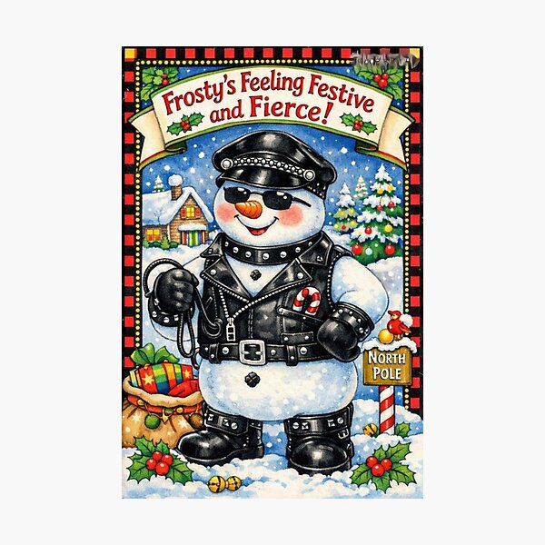 Item preview, Camp Christmas Gang Gay Leather Collection "Frosty's Feeling Fierce" Gay Leather Pride Graphic Design designed and sold by ItsAKinkThing.
