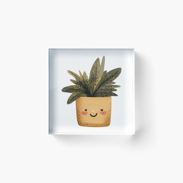 Item preview, Cute Smiling Houseplant – Kawaii Watercolor Potted Plant designed and sold by meghnad.