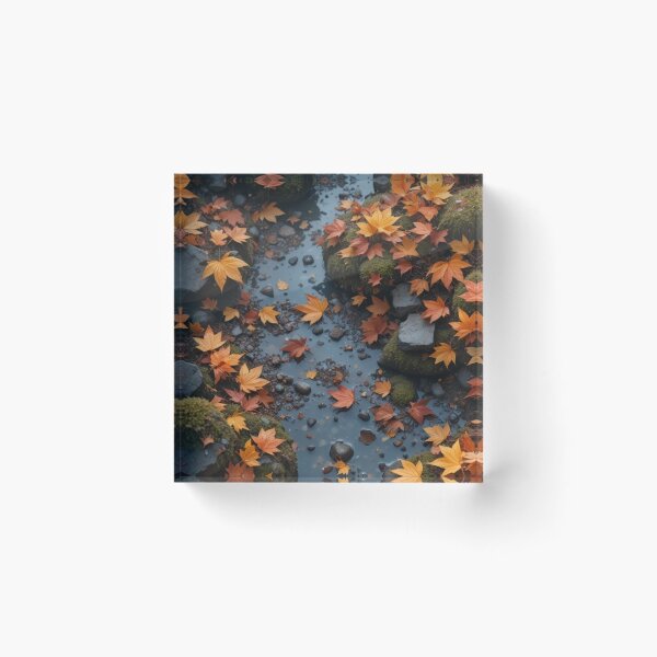 Item preview, Autumn Stream with Fallen Maple Leaves — Forest Creek Nature Photography designed and sold by LYAN-STORE.