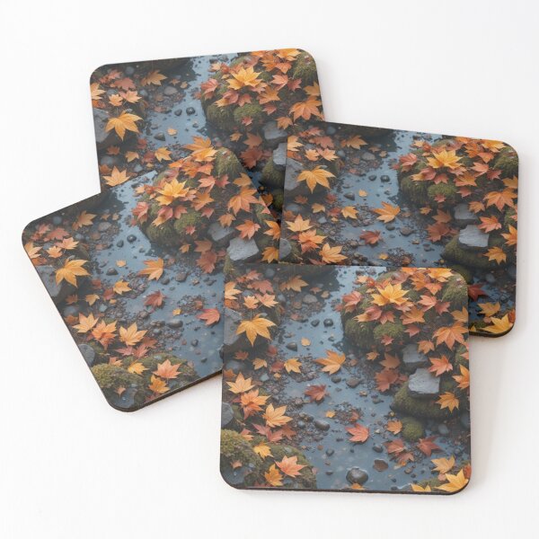 Item preview, Autumn Stream with Fallen Maple Leaves — Forest Creek Nature Photography designed and sold by LYAN-STORE.