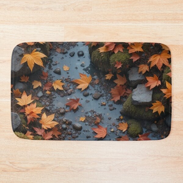 Item preview, Autumn Stream with Fallen Maple Leaves — Forest Creek Nature Photography designed and sold by LYAN-STORE.