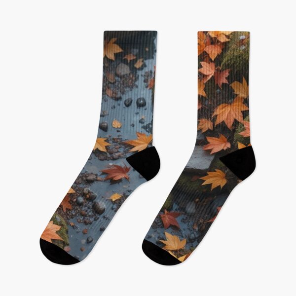Item preview, Autumn Stream with Fallen Maple Leaves — Forest Creek Nature Photography designed and sold by LYAN-STORE.