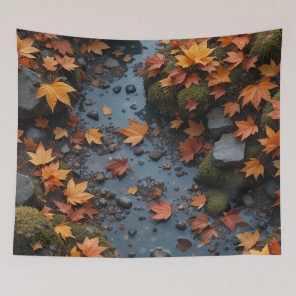Item preview, Autumn Stream with Fallen Maple Leaves — Forest Creek Nature Photography designed and sold by LYAN-STORE.