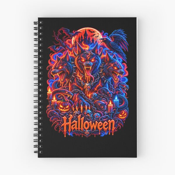 Item preview, Happy Halloween 2026 Three Headed Hellhound Neon Gothic Dark Fantasy designed and sold by QuiteOrbit.
