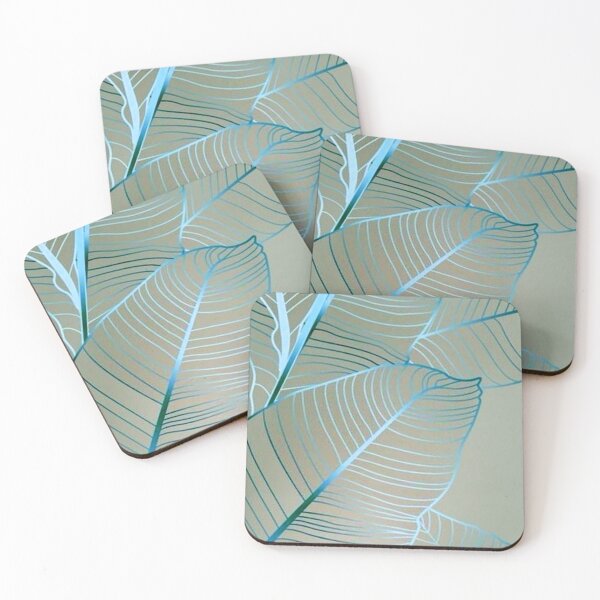 Item preview, Blue Banana Leaves Skeleton Line Art — Modern Cyan Botanical Vector designed and sold by LYAN-STORE.