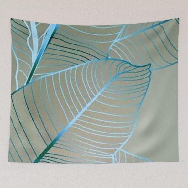 Item preview, Blue Banana Leaves Skeleton Line Art — Modern Cyan Botanical Vector designed and sold by LYAN-STORE.