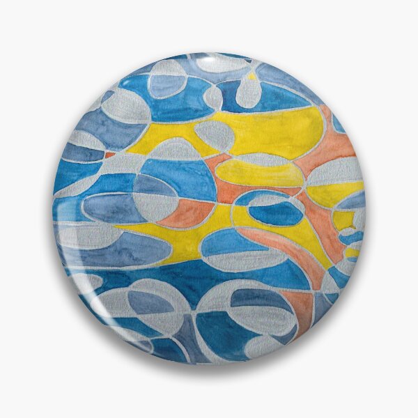 Item preview, Blue Grey and Mustard Organic Geometric Abstract contemporary art designed and sold by ArithraStudio.