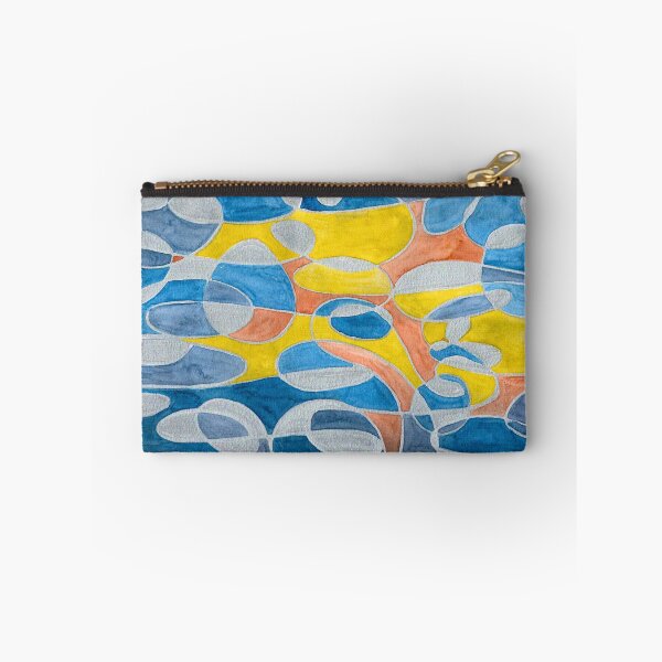 Item preview, Blue Grey and Mustard Organic Geometric Abstract contemporary art designed and sold by ArithraStudio.