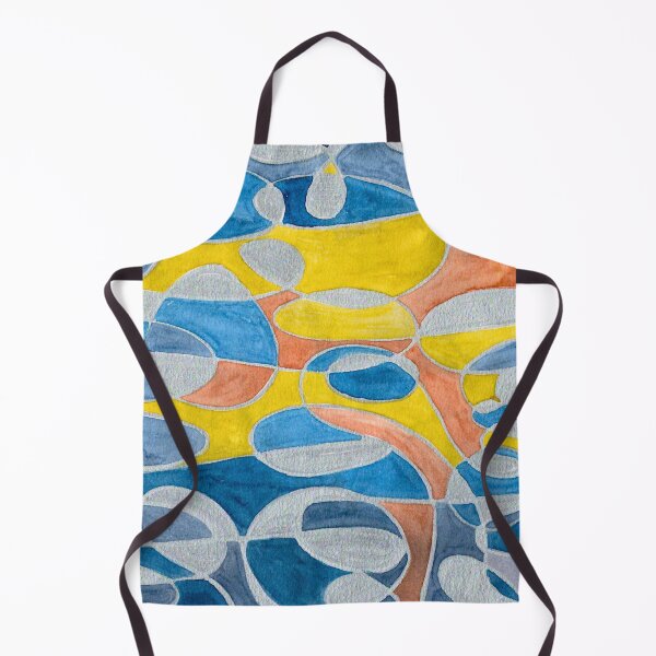 Item preview, Blue Grey and Mustard Organic Geometric Abstract contemporary art designed and sold by ArithraStudio.