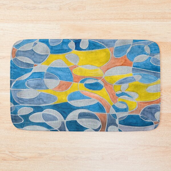 Item preview, Blue Grey and Mustard Organic Geometric Abstract contemporary art designed and sold by ArithraStudio.