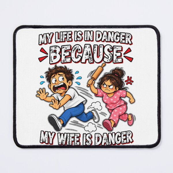 Item preview, My Life Is In Danger Because My Wife Is Danger Funny Husband T-Shirt designed and sold by CoreThread..