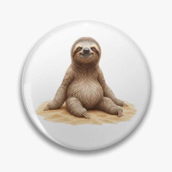 Item preview, Beach Sloth Sunbathing on Sandy Beach – Lazy Summer Relaxation Illustration designed and sold by Quiet Joy Studio.