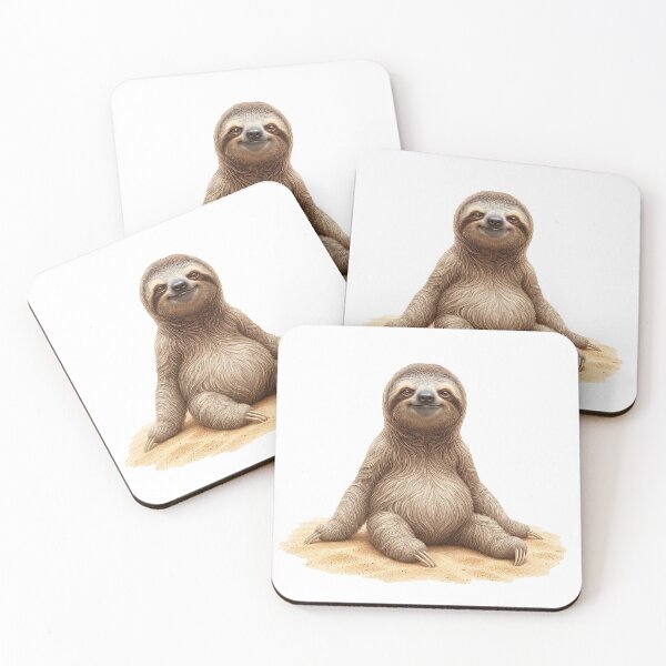 Item preview, Beach Sloth Sunbathing on Sandy Beach – Lazy Summer Relaxation Illustration designed and sold by Quiet Joy Studio.