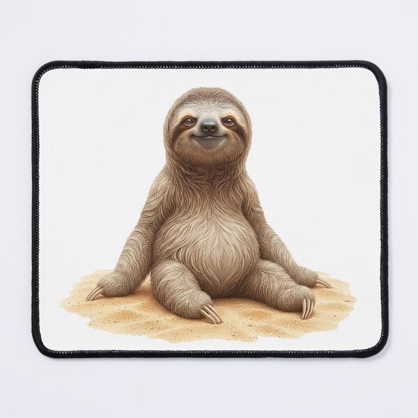 Item preview, Beach Sloth Sunbathing on Sandy Beach – Lazy Summer Relaxation Illustration designed and sold by Quiet Joy Studio.