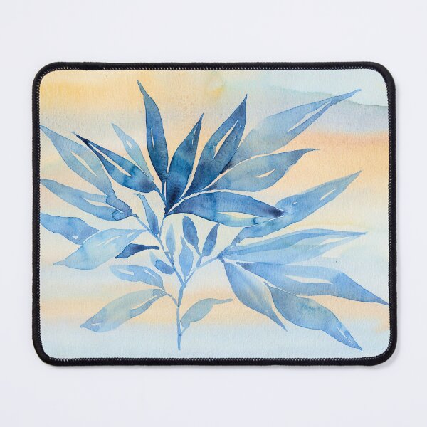 Item preview, Blue Botanical Branch with Soft Peach Watercolour Wash designed and sold by ArithraStudio.