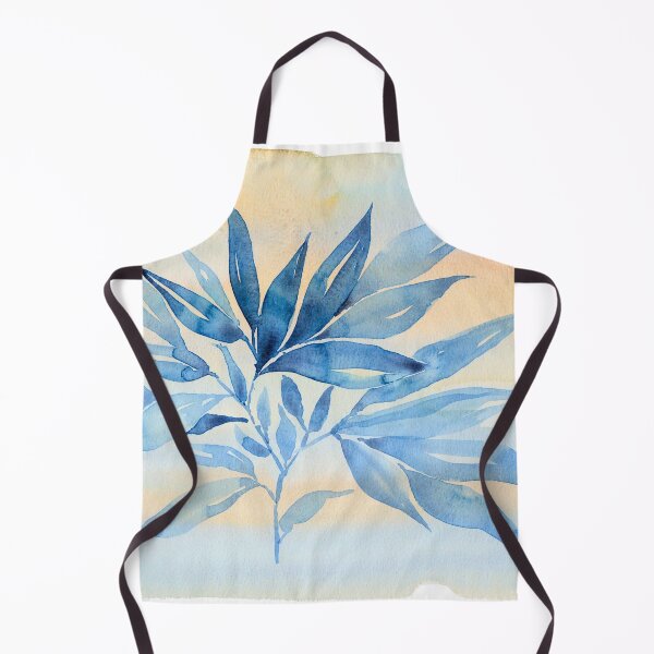 Item preview, Blue Botanical Branch with Soft Peach Watercolour Wash designed and sold by ArithraStudio.