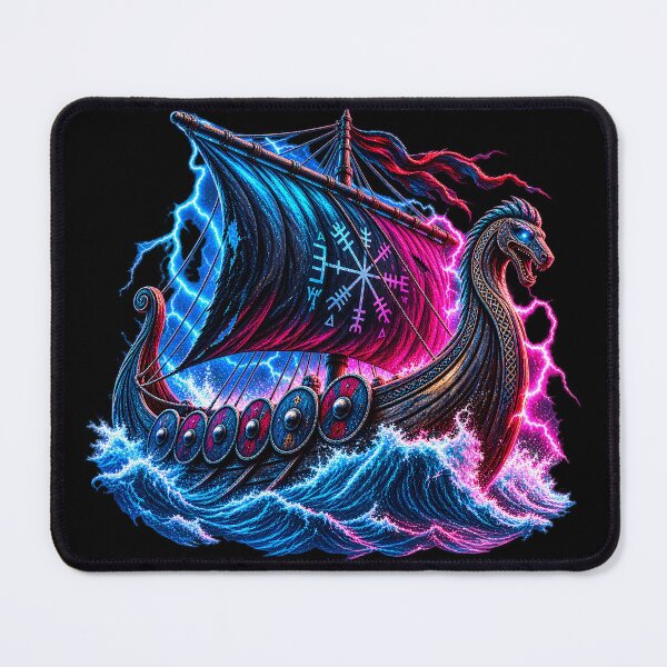 Item preview, Neon Viking Ship Vegvisir – Norse Mythology Graphic designed and sold by Noventra112.