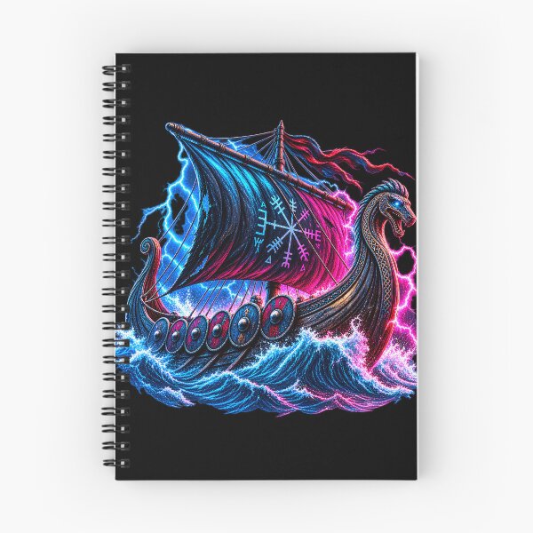 Item preview, Neon Viking Ship Vegvisir – Norse Mythology Graphic designed and sold by Noventra112.
