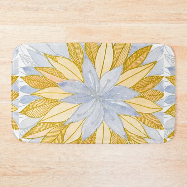 Item preview, Gold-Toned and Pale Blue Botanical Leaf Mandala designed and sold by ArithraStudio.