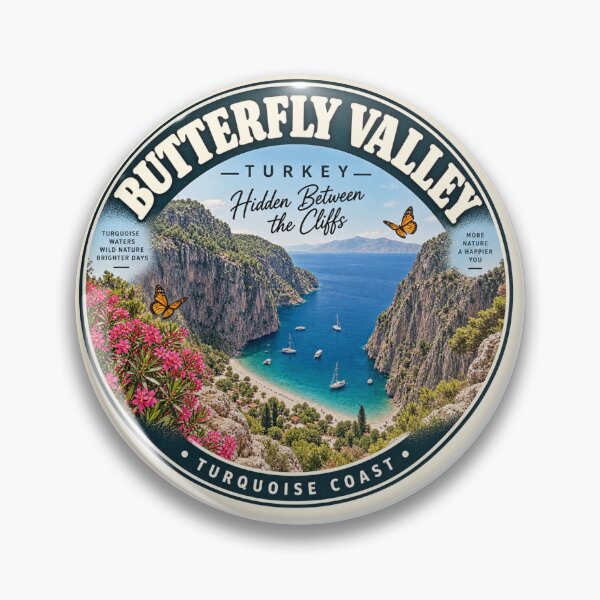 Item preview, Butterfly Valley Turkey Vintage Travel Badge – Turquoise Coast Souvenir designed and sold by DreamPaw Studio.