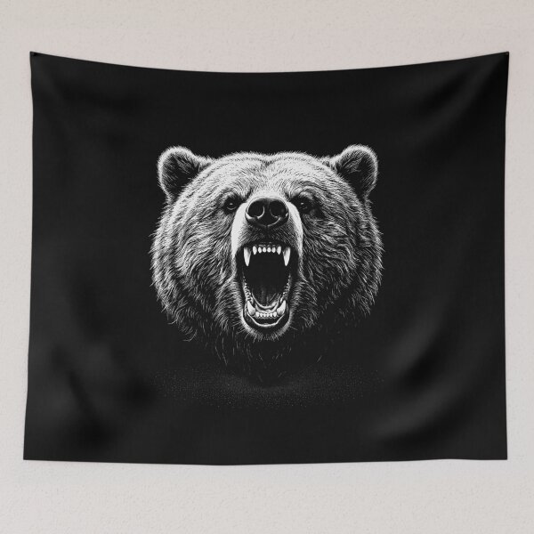 Item preview, Ursus Horribilis: Roaring Grizzly Bear Scratchboard Art Print designed and sold by FreiherrPK.