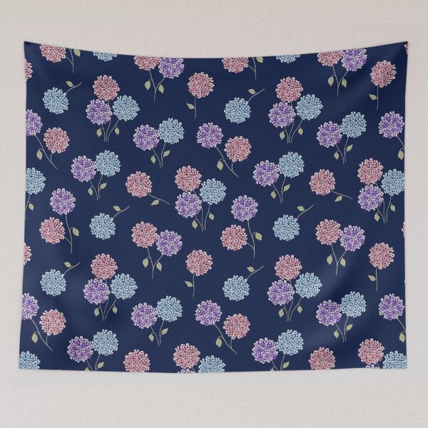 Item preview, Hydrangeas (blue bg) designed and sold by flowerheadria.