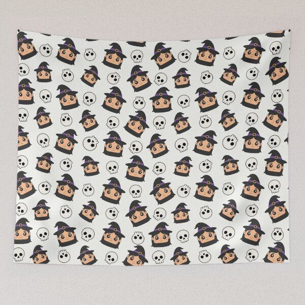 Item preview, Cute Witch and Skull Halloween Pattern designed and sold by teeperfect.