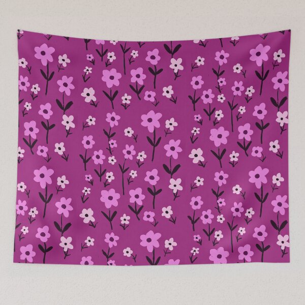 Item preview, Pink Flowers on Purple Background designed and sold by Elaine M Hayward .