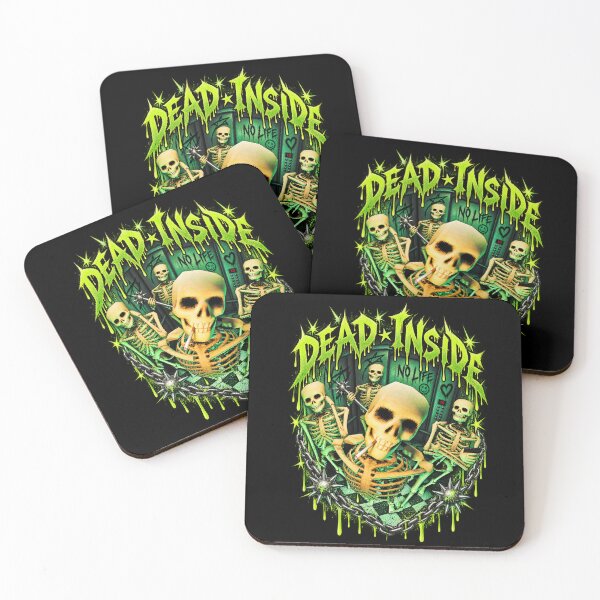 Item preview, Dead Inside Skeletons – Neon Green Grunge Gothic Skull Design designed and sold by HimikoDesk.