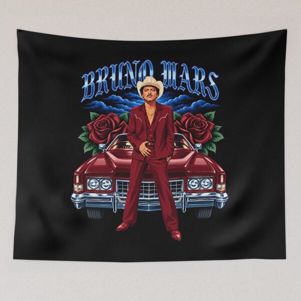 Item preview, Bruno Mars Red Suit Cowboy With Classic Car And Roses designed and sold by GusHickman.