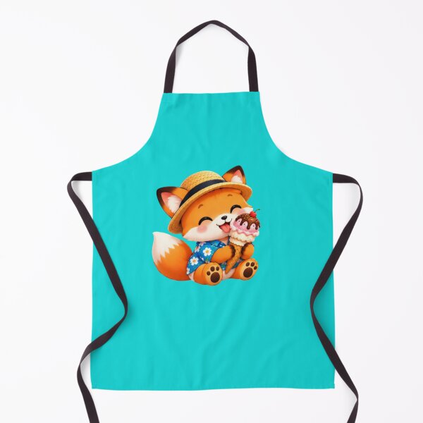 Aperçu de l'œuvre Kawaii Fox Eating Ice Cream – Cute Summer Fox créée et vendue par MushArtist.