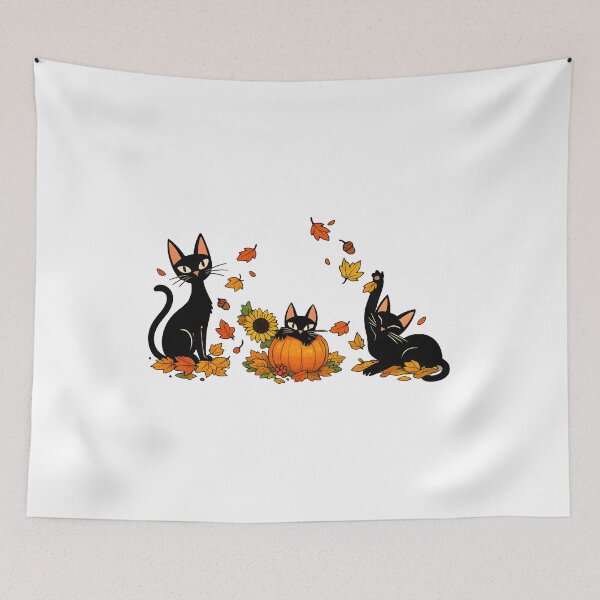 Item preview, Three Cute Black Cats Cozy Autumn Minimalist Fall lovers Gift  designed and sold by Artycom.