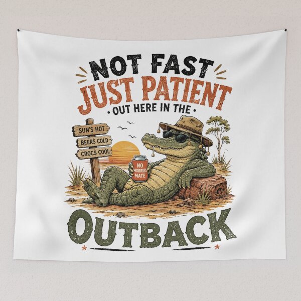 Item preview, Not Fast Just Patient Outback Crocodile No Worries Mate Aussie Sunset designed and sold by Yellowriversss.