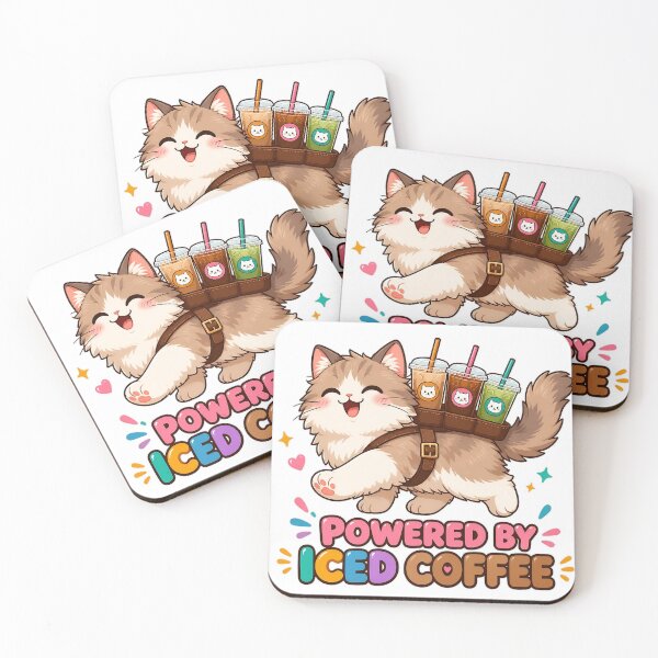 Item preview, Powered By Iced Coffee Cute Cat Sticker designed and sold by aysenism.