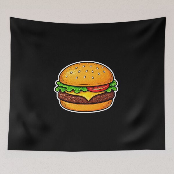 Item preview, Classic Burger Cartoon Sticker – Cheeseburger Food Illustration designed and sold by Auraphonix.