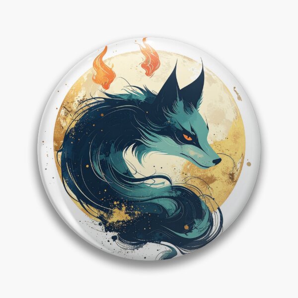 Item preview, Kitsunebi Japanese Minimalist Fox Fire and Moon designed and sold by MikenosukeStudio.