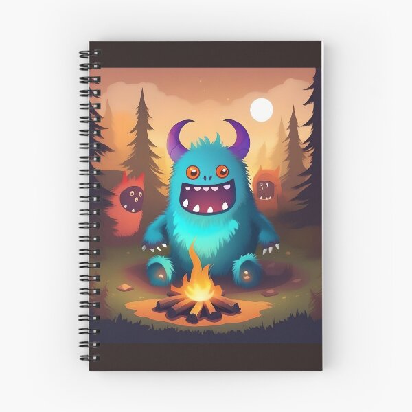 Item preview, Blue Furry Monster by the Campfire — Cute Camping Art designed and sold by Pandanime.