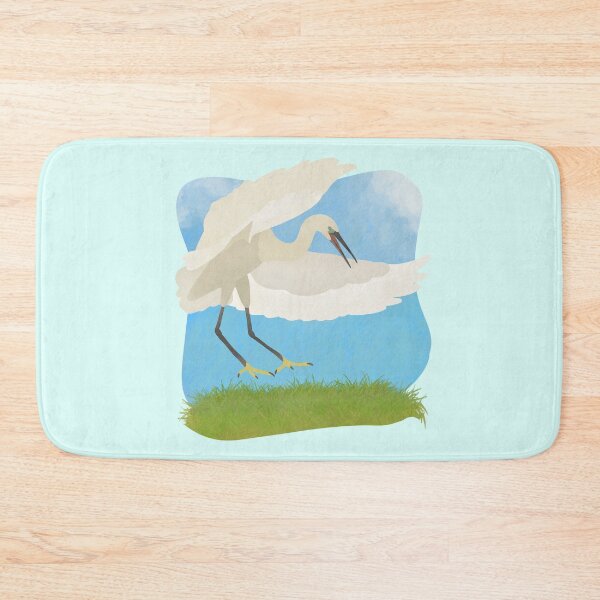 Item preview, Illustration of a Little egret landing on the grass designed and sold by FandomizedRose.