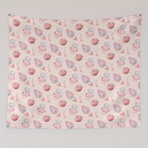 Item preview, Cute Pastel Pink Astronauts Pattern - Space Decor for Girls designed and sold by PatternUnique.