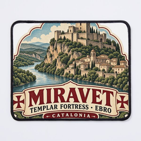 Item preview, Miravet Templar Fortress Ebro River Vintage Travel Sticker designed and sold by ChicClicker.