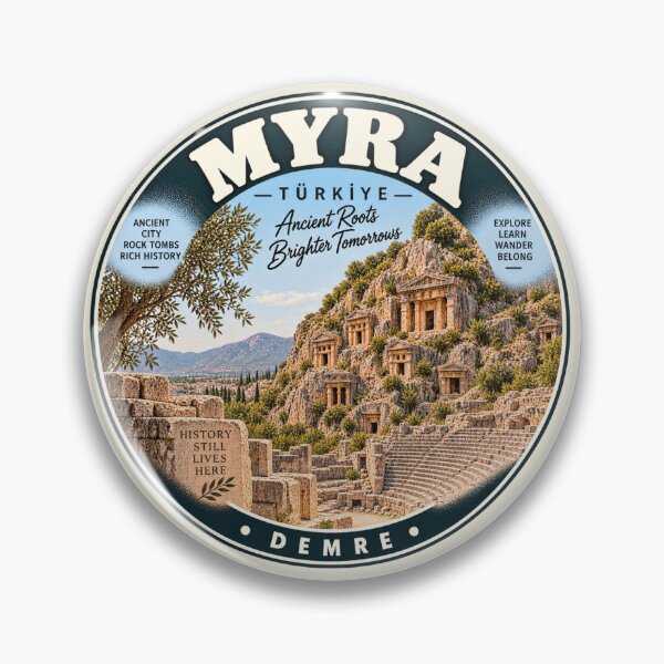 Item preview, Myra Turkey Vintage Travel Badge – Demre Ancient City Souvenir designed and sold by DreamPaw Studio.