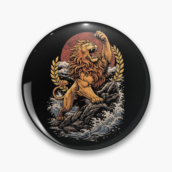 Item preview, Courageous lion in victory pose: strength & success designed and sold by Pineapple-Tree.