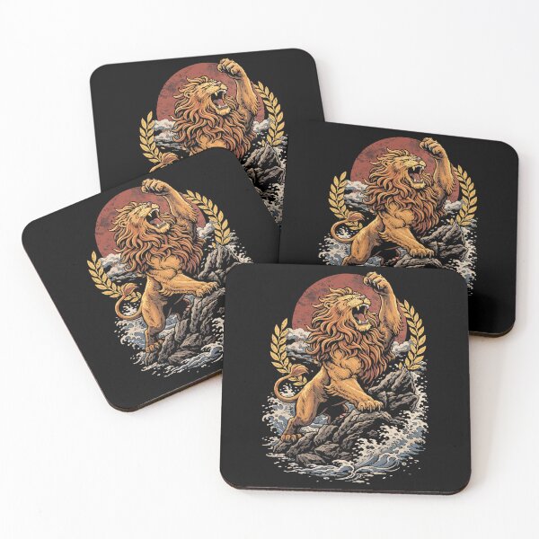 Item preview, Courageous lion in victory pose: strength & success designed and sold by Pineapple-Tree.