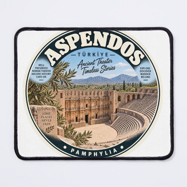 Item preview, Aspendos Turkey Vintage Travel Badge – Ancient Theater Retro Souvenir designed and sold by DreamPaw Studio.