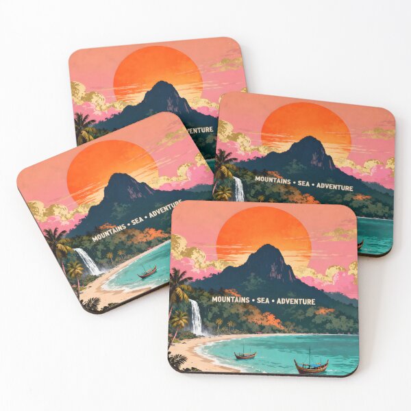 Item preview, Koh Chang Sunset Retro – Mountains & Sea Thailand designed and sold by Spirit of Siam.