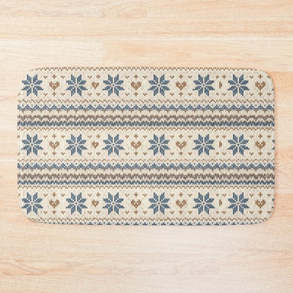 Item preview, Cozy Nordic Knit Snowflake Pattern Blue And Gold designed and sold by blankTeeShirt.