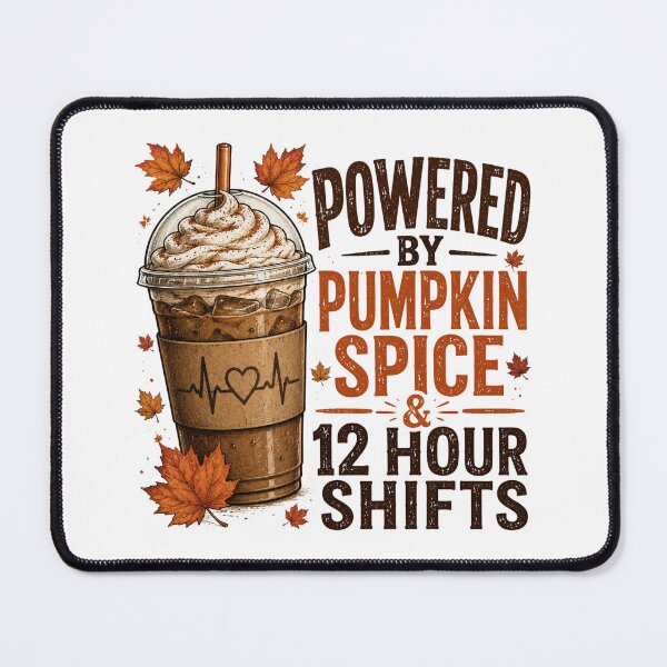 Item preview, Powered by pumpkin spice & 12 hour shifts designed and sold by Tiny-Love ⭐⭐⭐⭐⭐.
